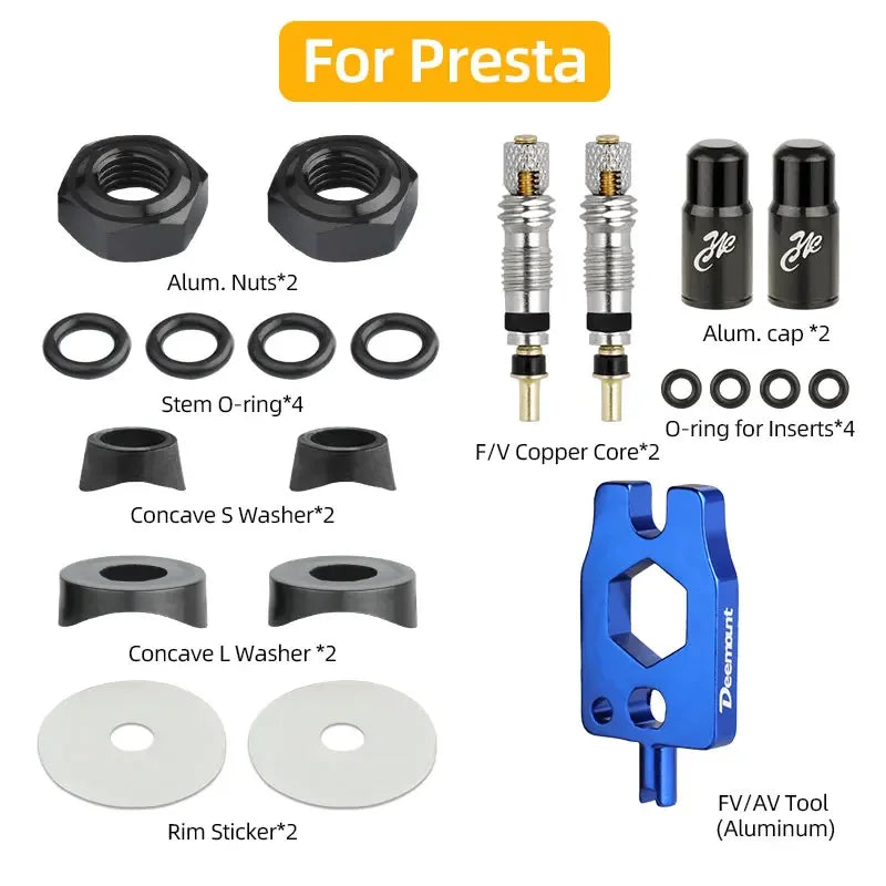 Deemount Bicycle Valve Nozzle Kit &ndash; Durable Copper Alloy Inserts Presta C2WS4-A21 / CHINA