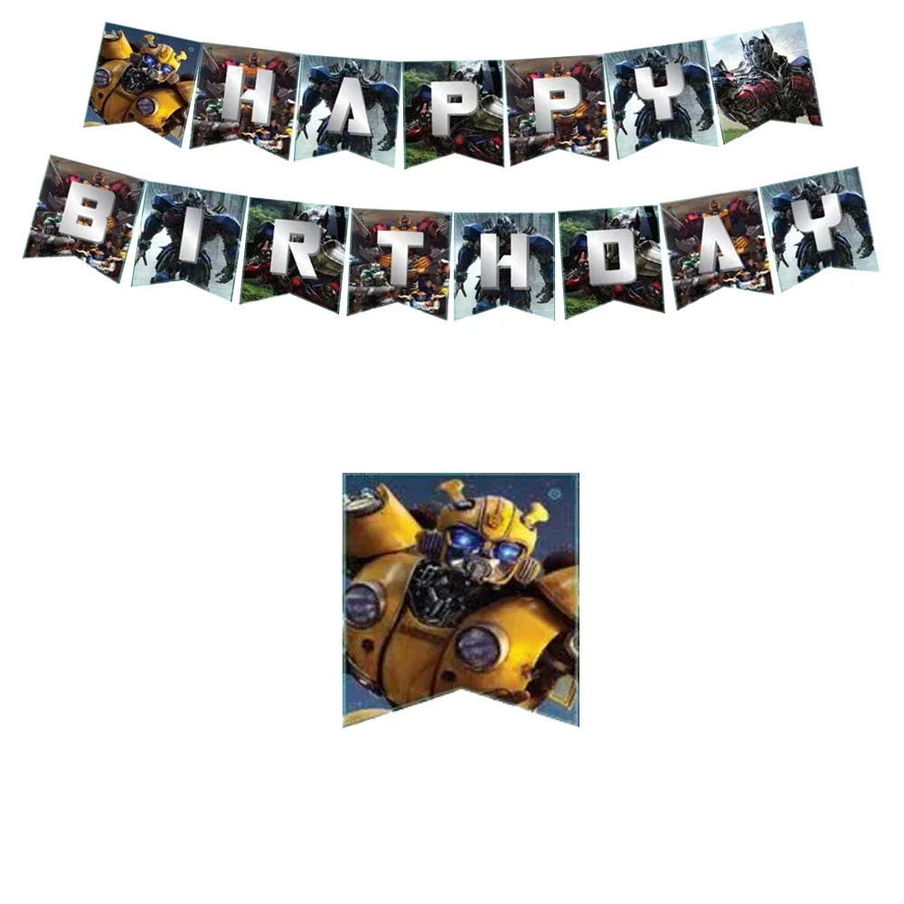 Bumblebee Birthday Party Supplies | Disposable Transformers Tableware Set