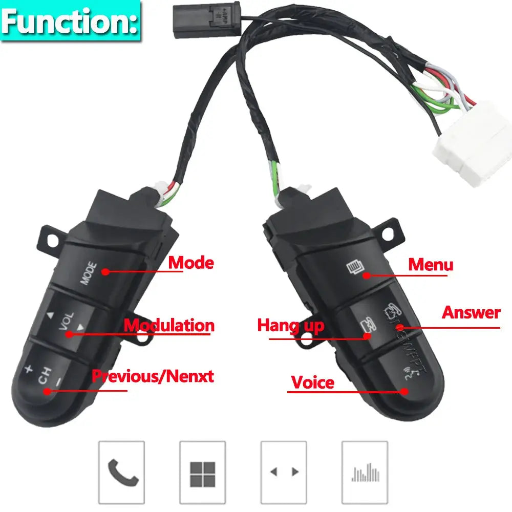 Multi-Function Steering Wheel Buttons Audio Volume Music Control Switch Green Backlight With Bluetooth For Honda Civic 2006-2011 by InterCyprus Trading Ltd