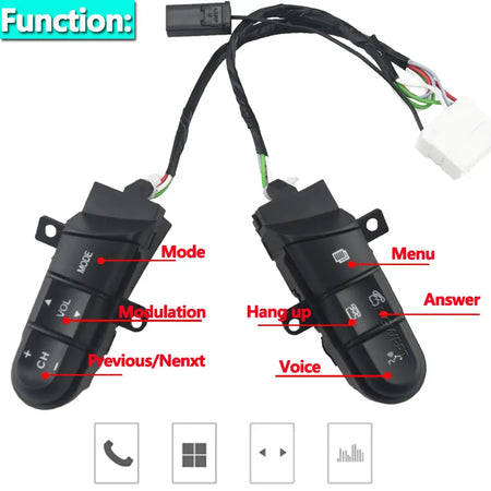 Multi-Function Steering Wheel Buttons Audio Volume Music Control Switch Green Backlight With Bluetooth For Honda Civic 2006-2011 by InterCyprus Trading Ltd
