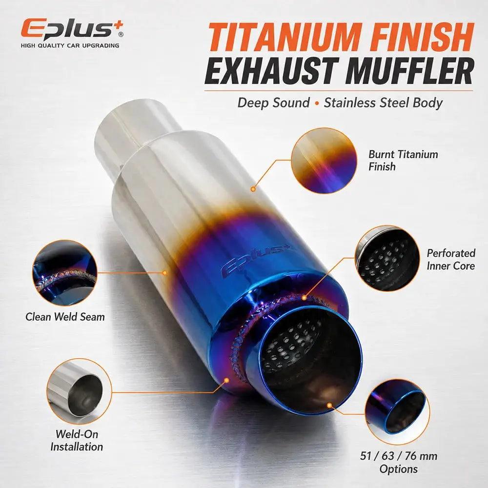 EPLUS Universal Car Stainless Steel Exhaust Muffler Tip Car Exhaust Resonator Inlet 51/63/76mm by InterCyprus Trading Ltd