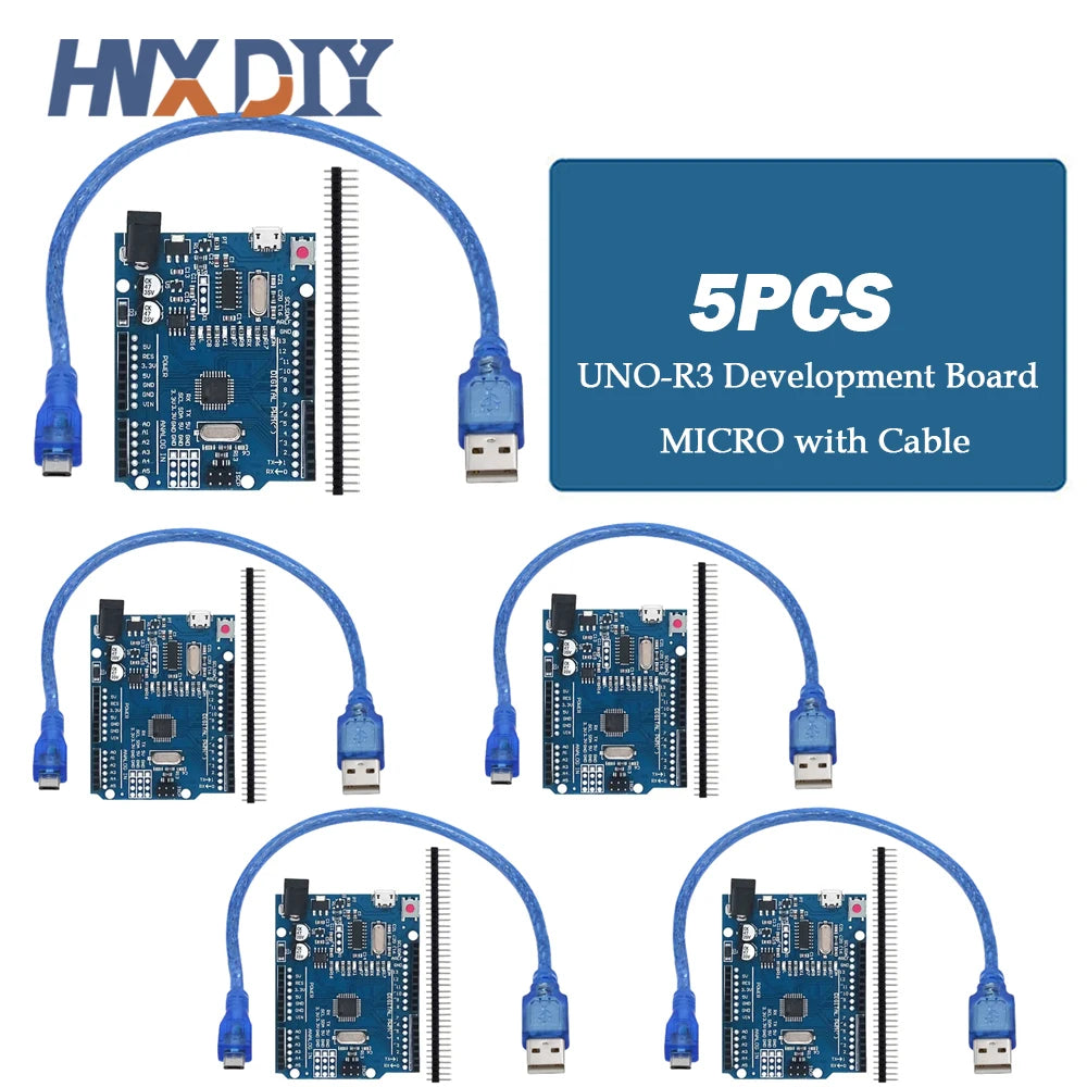 UNO R3 Development Board &ndash; High-Performance ATMEGA328P Microcontroller 5PCS-MICRO-Cable
