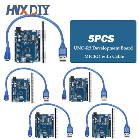 UNO R3 Development Board &ndash; High-Performance ATMEGA328P Microcontroller 5PCS-MICRO-Cable