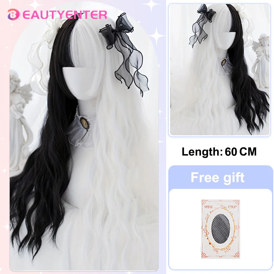 BeautyEnter Pink Long Straight Wig with Bangs for Cosplay and Daily Use #1