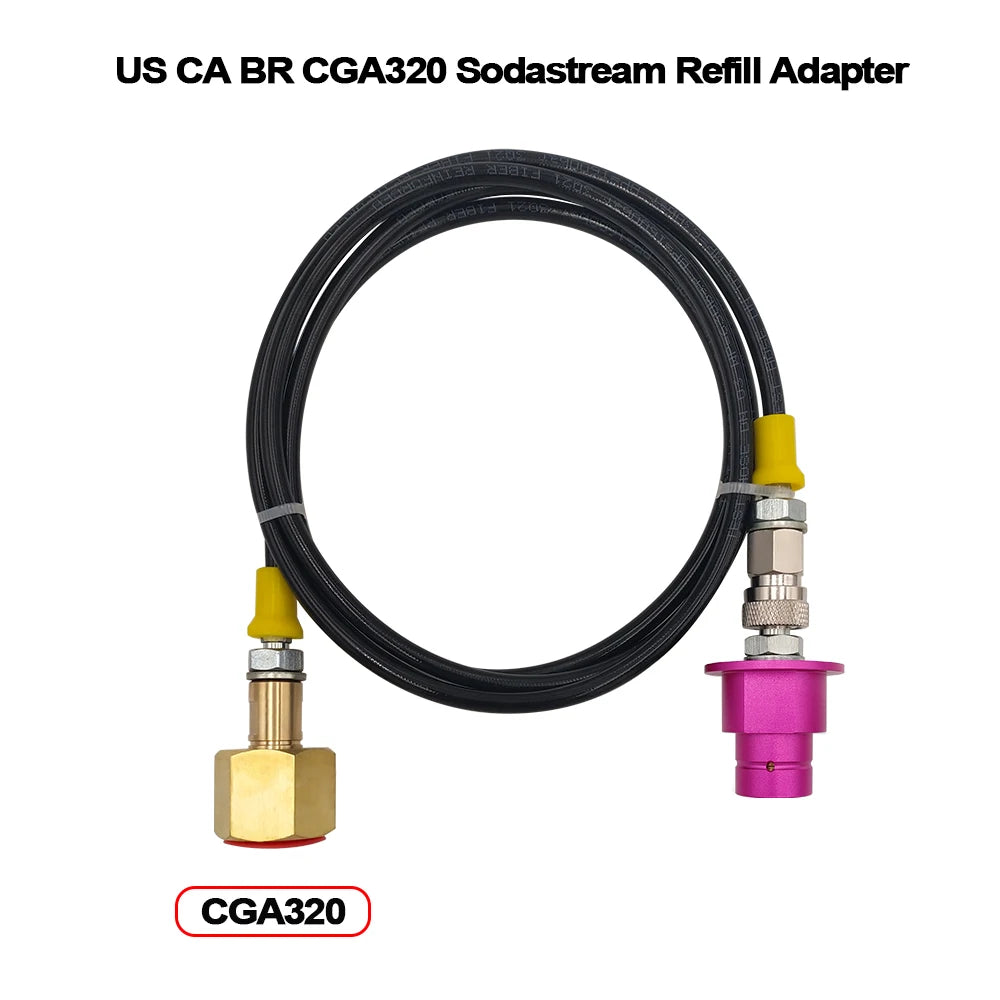 Soda Maker Quick Connect Adapter For CO2 Tank &ndash; 90cm Hose CGA320 Purple