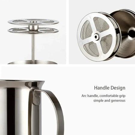 Stainless Steel Milk Frother 400ml Double Mesh For Coffee