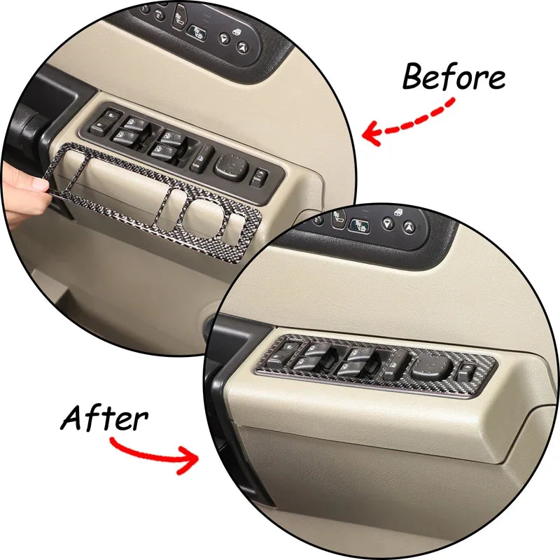Hummer H2 2003 2007 Pegatinas de panel elevador de fibra de carbono suave