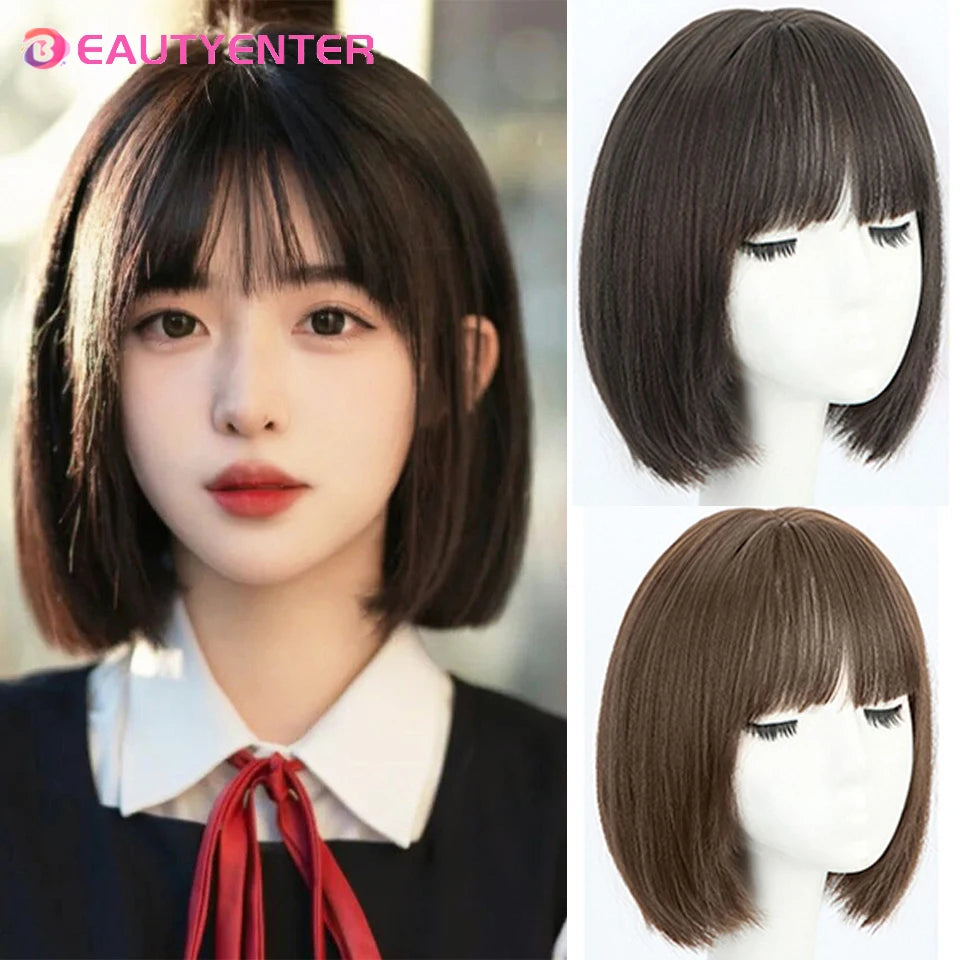 BeautyEnter Long Black Bangs Synthetic Wig for Cosplay and Daily Wear
