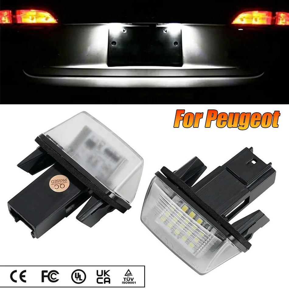 Фары номерного знака для Peugeot 206, LED, Canbus, 3W, 2 штуки, прочный корпус из черного PC