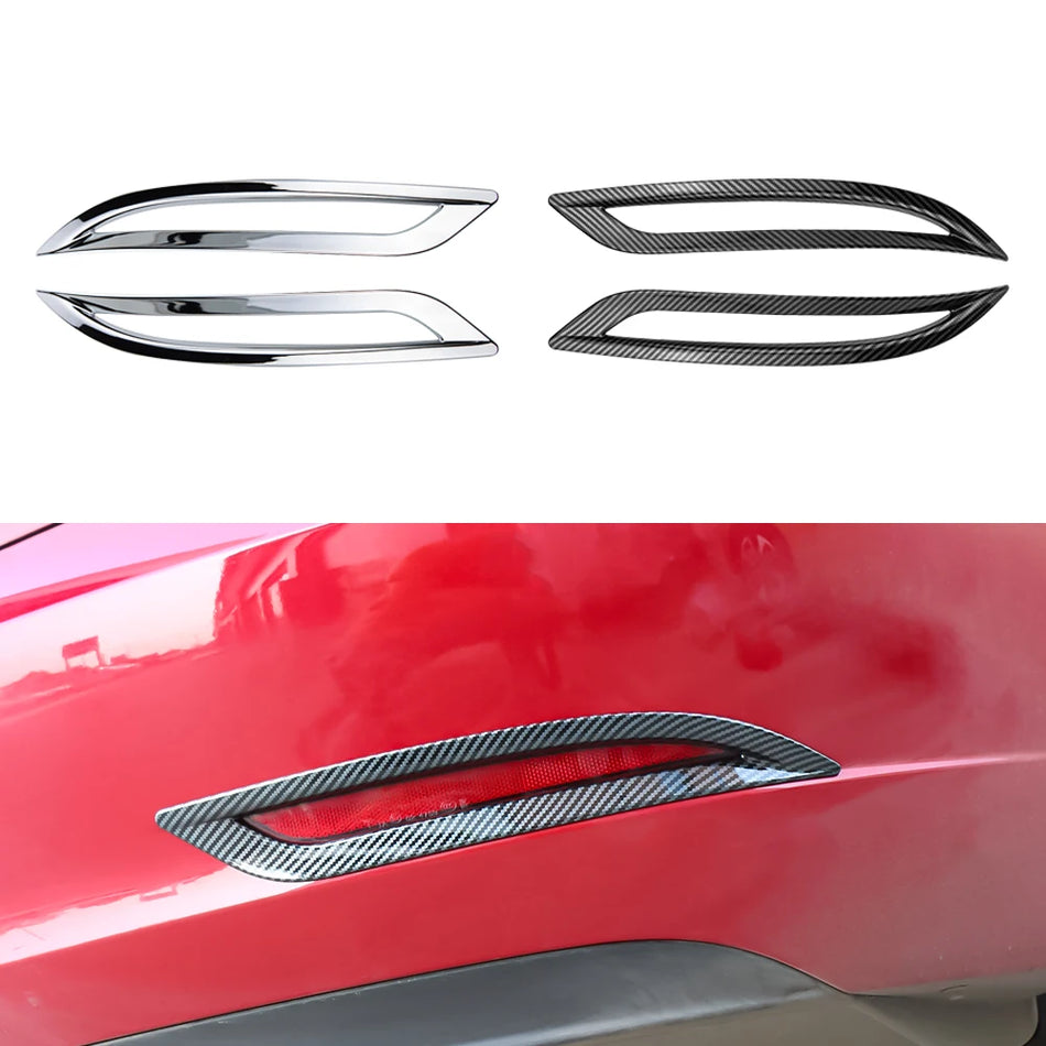 Tesla Model 3 Rear Fog Light Frame Trim, ABS Silver Carbon