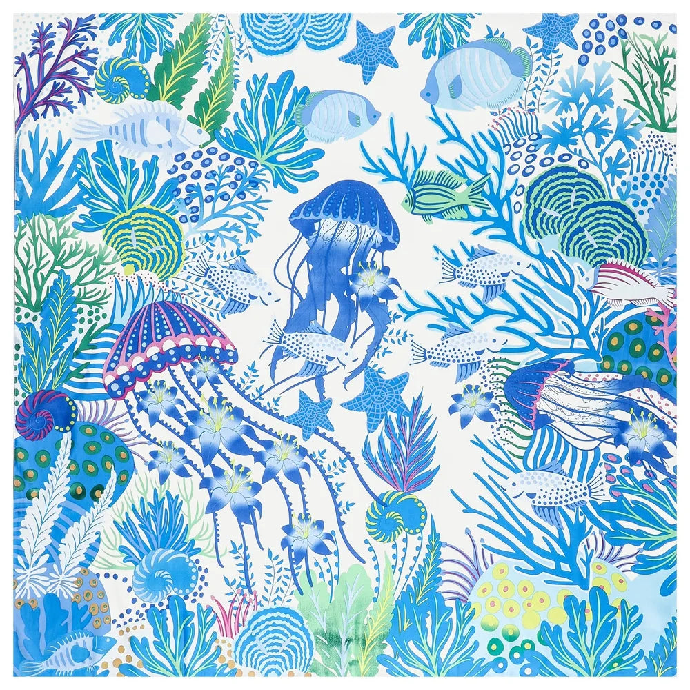 POBING Silk Scarf &ndash; Luxurious Back Garden Print