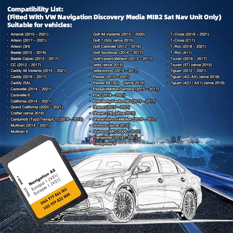UK Europa 32GB SD Card VW Tiguan &ndash; Newest 2025 Map Update