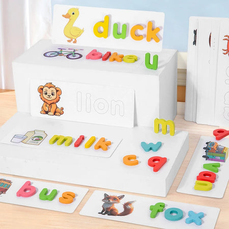 Wooden Alphabet Puzzle Animals Set - Word And Letters
