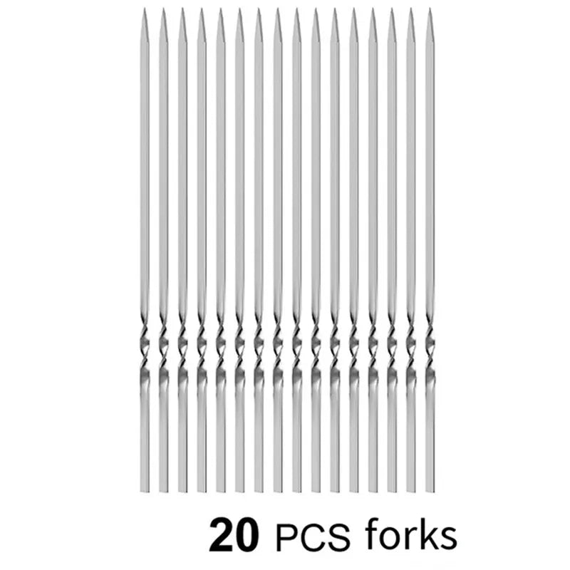 Stainless Steel Barbecue Skewers - Reusable BBQ Kebab Sticks for Grilling Only 20pcs forks