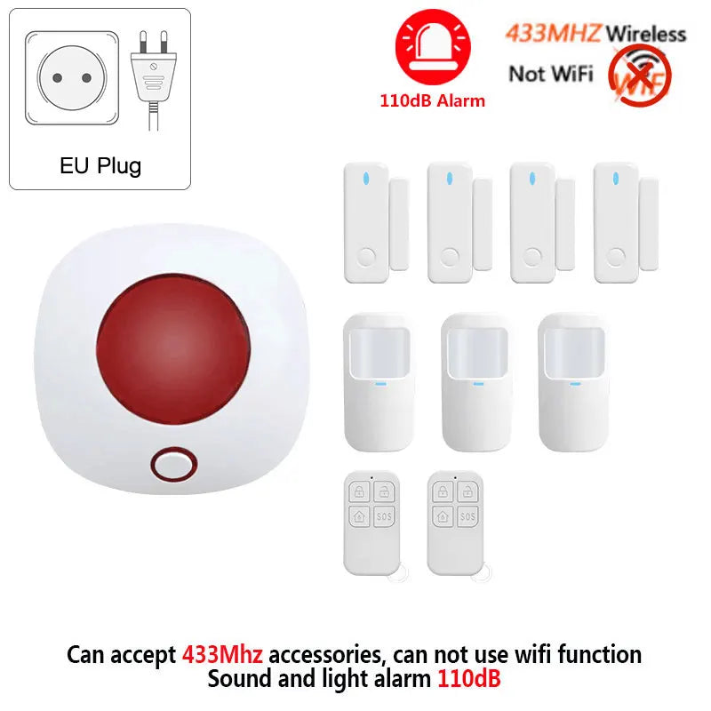 SN10 Indoor 433MHz Wireless Siren &ndash; High Decibel 110dB kit 4 EU