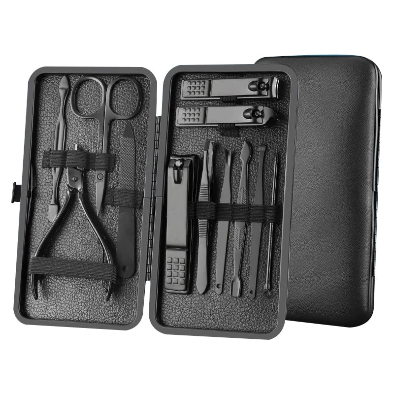 Nail Clipper Set For Ingrown Toenail &ndash; Podiatry Tool 12Pcs-Black