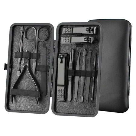 Nail Clipper Set For Ingrown Toenail &ndash; Podiatry Tool 12Pcs-Black