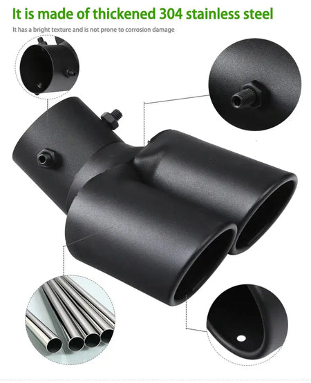 Universal Dual Exhaust Tip Stainless Steel Slant Cut Tip for Car Exhaust Pipe Extension Modification Decoration Muffler Tailpipe by InterCyprus Trading Ltd