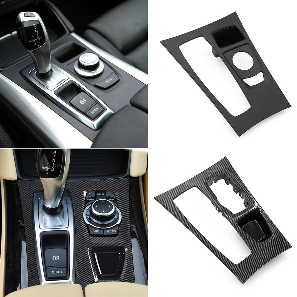 Center Console Gear Shift Panel Trim Replacement PC-ABS for BMW X5 X6 E70 E71 E72