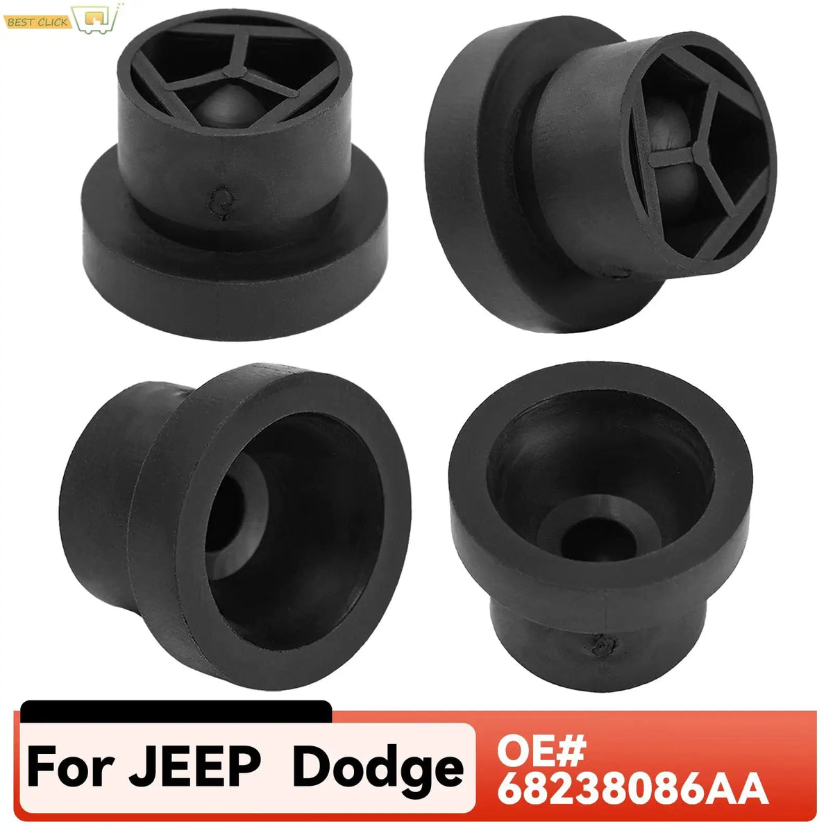 Front Engine Cover Grommet Mounting Rubber Buffer Stopper Pad For Jeep 2014 - 2021 Dodge Chrysler Ram Alfa Romeo 068238086AA 4X by InterCyprus Trading Ltd