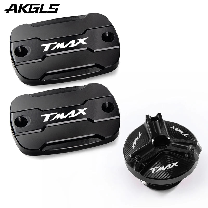 Yamaha TMAX Brake Fluid Tank Cap &amp; Filler Cap Set by AKGLS A set black