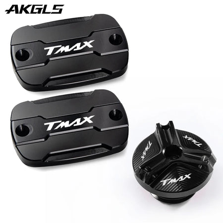 Yamaha TMAX Brake Fluid Tank Cap &amp; Filler Cap Set by AKGLS A set black