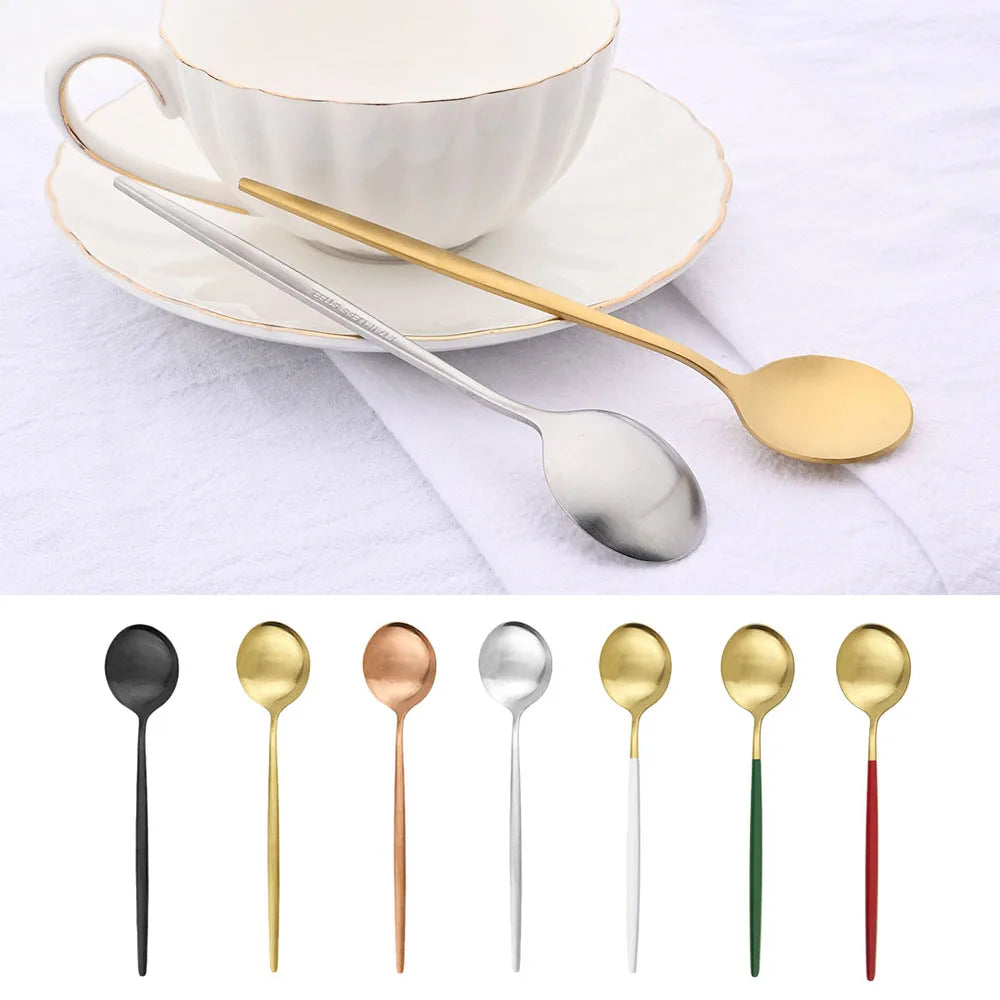 Matte Stainless Steel Teaspoon Set &ndash; Elegant Design for Desserts and Coffee