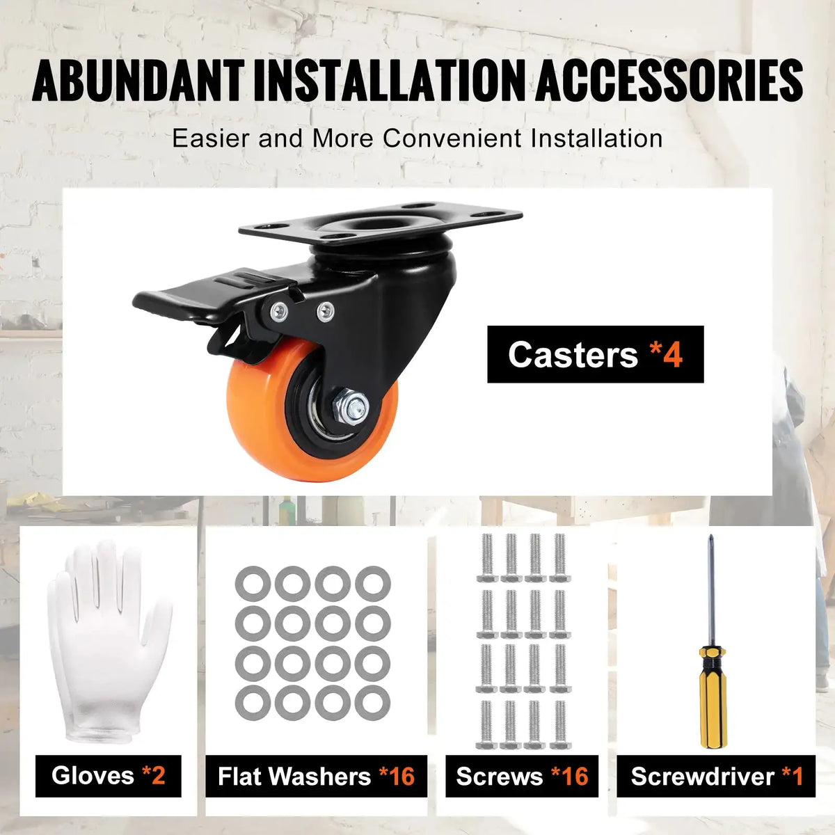 2/3/4/5/6 Inch Casters Set of 4 - Dual Locking