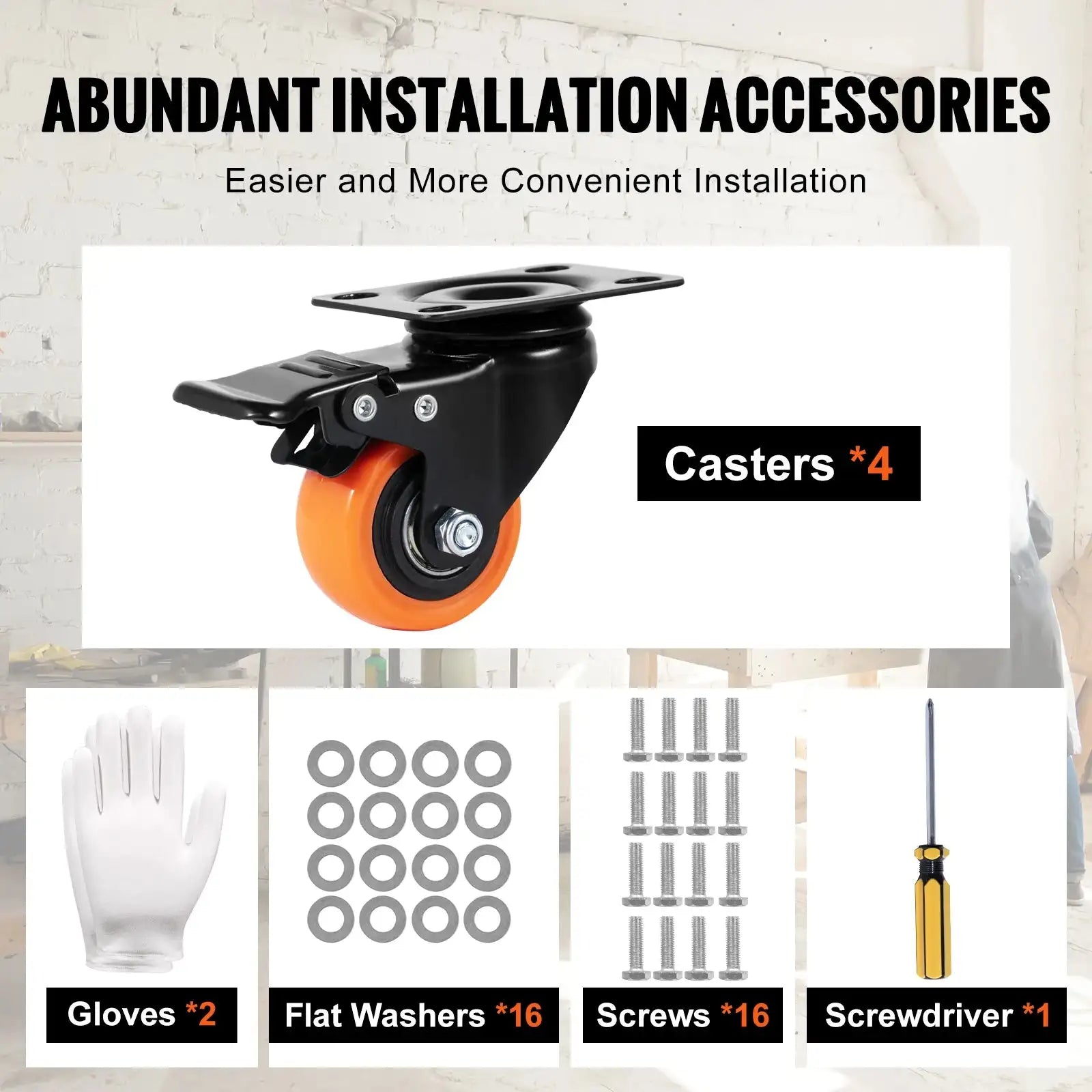 2/3/4/5/6 Inch Casters Set of 4 - Dual Locking