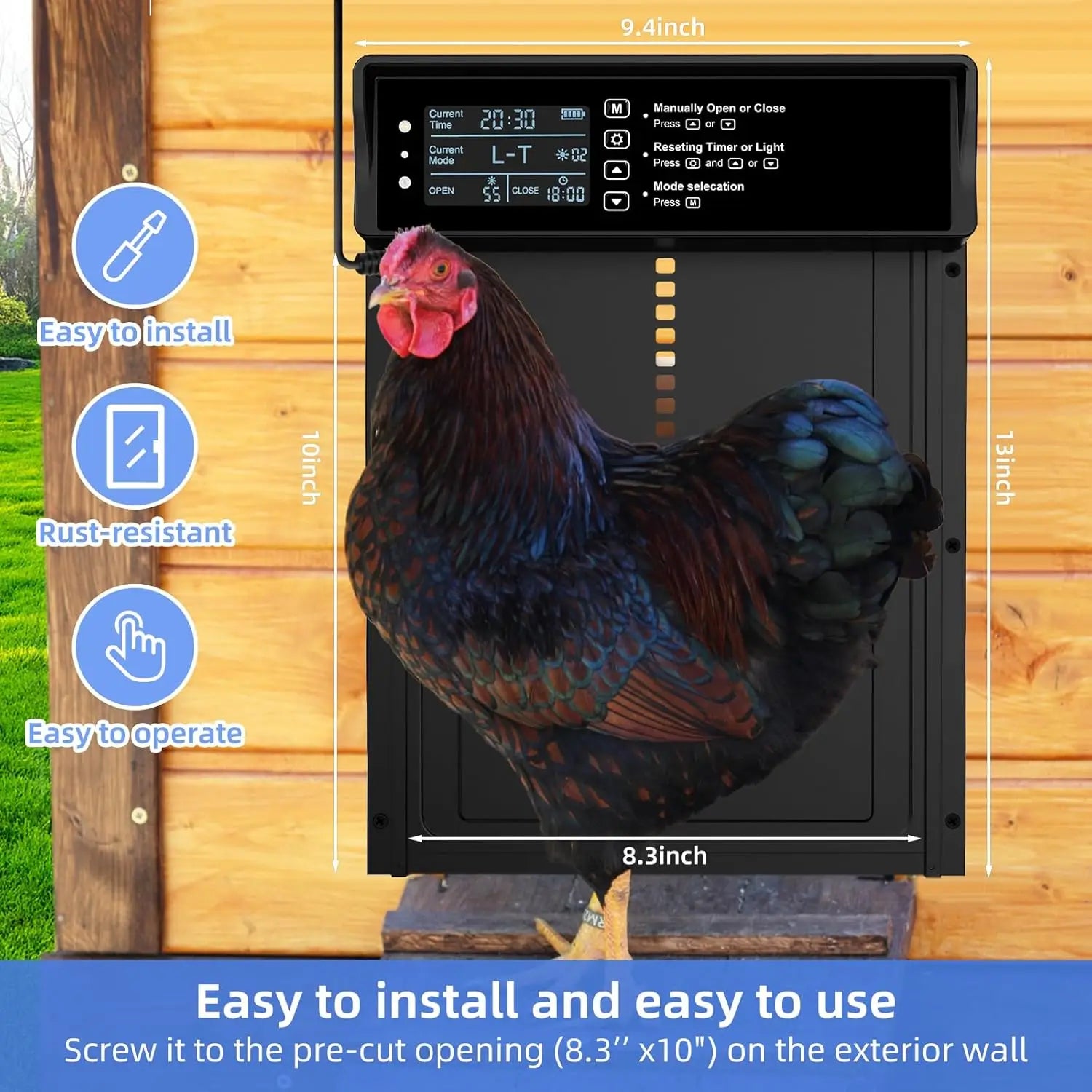 Pfs165 Farm Timed Automatic Chicken Coop Door &ndash; Auto Open