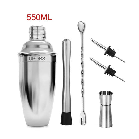 Upors Stainless Steel Cocktail Shaker - 550ML/750ML Premium Bartending Tool 550ML 6pcs