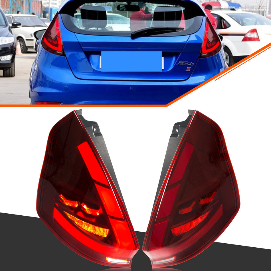 Xunder LED tylne światła do Ford Fiesta 2008-2017 MK7 MK7.5 sekwencyjny dynamiczny kierunkowskaz czerwony ABS tylne lampy zespolone