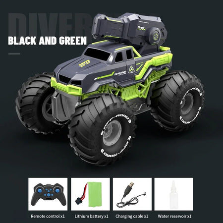 Amphibious RC Car With Water Gun &ndash; Gesture Sensing Off Road Green RC