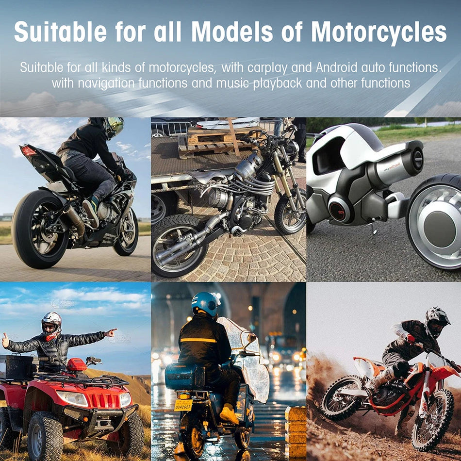 Мотоциклетен CarPlay 5-инчов екран с 1080P двойна камера Android Auto, IP67