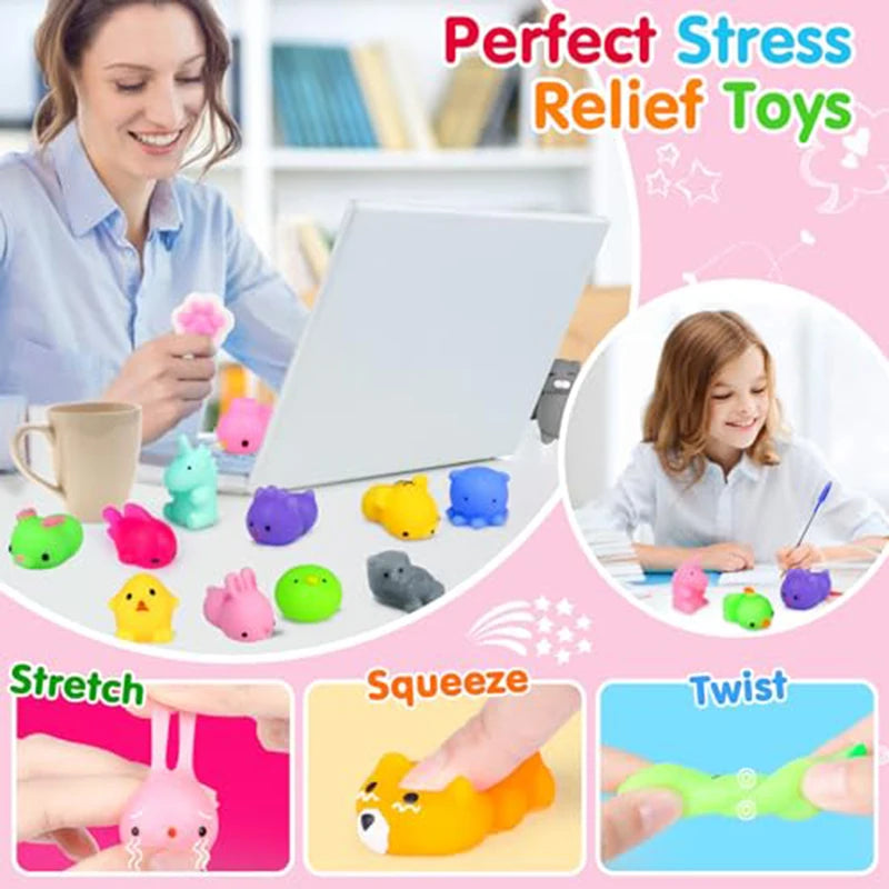 50PCS Kawaii Mini Mochi Squishies - Stress Relief Toys for Kids and Adults