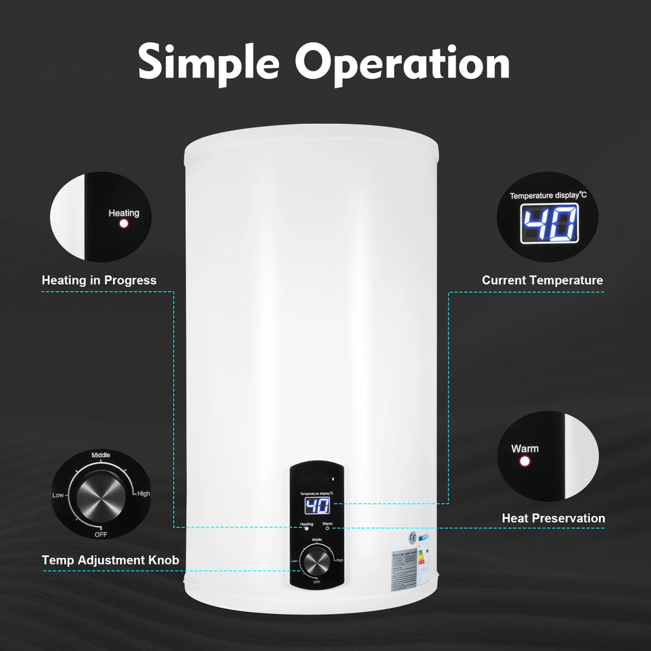 Calentador de Agua Eléctrico 70L – Control de Temperatura 77-167F
