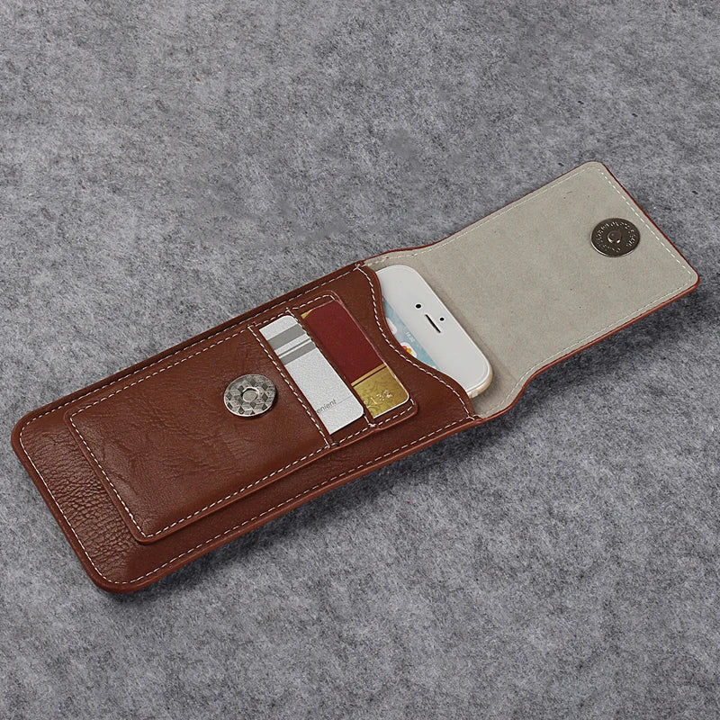 Magnetická kožená peněženka na karty s držákem na telefon a klipem na opasek, PU kůže, luxusní peněženka ve stylu pouzdra pro každodenní použití