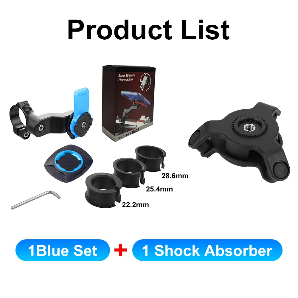 QUAD-LOCK Motorcycle Bike Phone Holder &ndash; 360 Degree Rotatable Navigation Support Blue Sets B