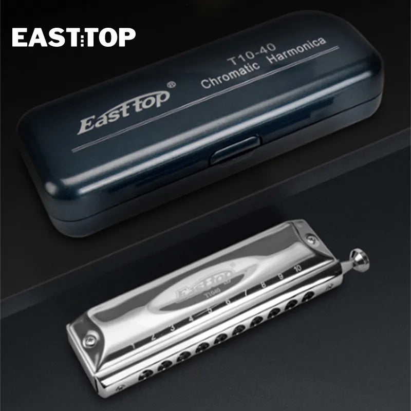 🟠 EASTTOP T10-40 10 Hole 40 Tone New Design Harmonica Musical Instruments Fashional Chromatic Harmonica