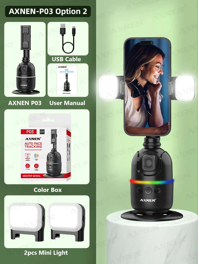 AI Face Tracking Gimbal &ndash; 360 Degree Auto Rotate Stabilization Bundle 2 / CHINA