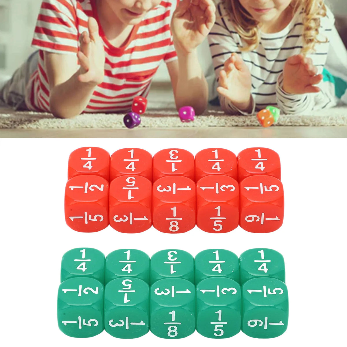 20Pcs Fraction Dice Class Set &ndash; Ideal For Math Practice