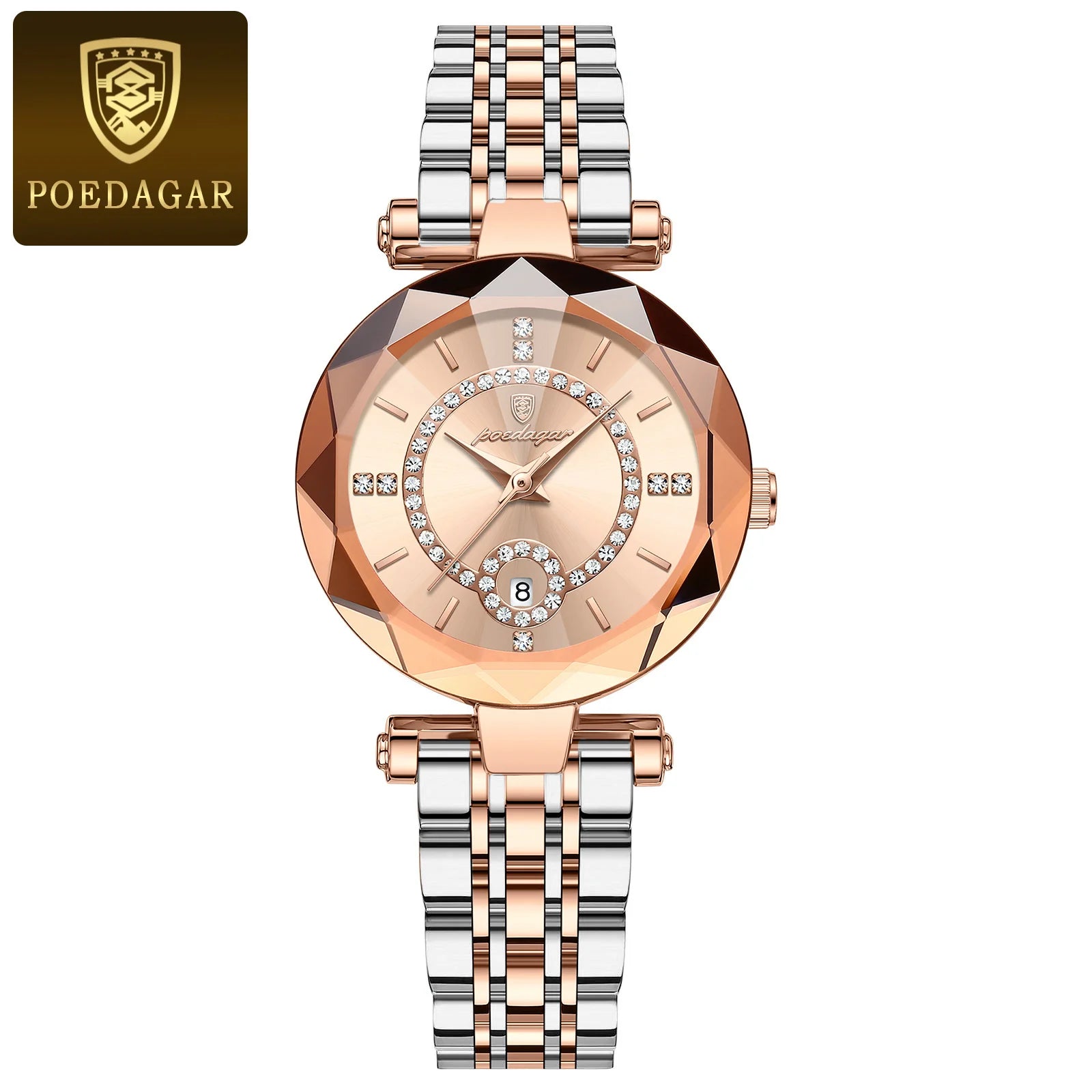 POEDAGAR Women's Luxury Diamond Quartz Watch - Waterproof Stainless Steel Gold Gold