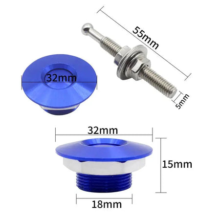 4Pcs 25/30/32mm Car Push Button Bonnet Hood Pin Quick Release Latch Lock Clip Kit Aluminum Engine Exterior Parts Universal by InterCyprus Trading Ltd