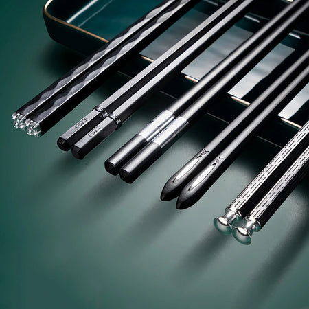 KNGZI 5 Pair Reusable Chopsticks &ndash; Eco-Friendly Non-Slip Design 5 Pairs BlackS Mix