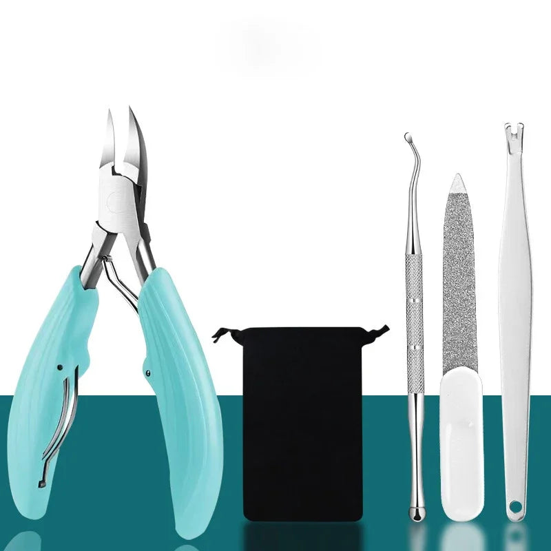 Nail Clipper Set For Ingrown Toenail &ndash; Podiatry Tool 4Pcs-QGreen