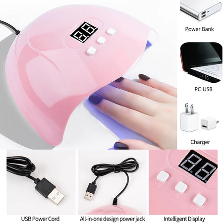 YIKOOLIN Pro Nail Art Kit With LED UV Lamp &ndash; Fast Curing