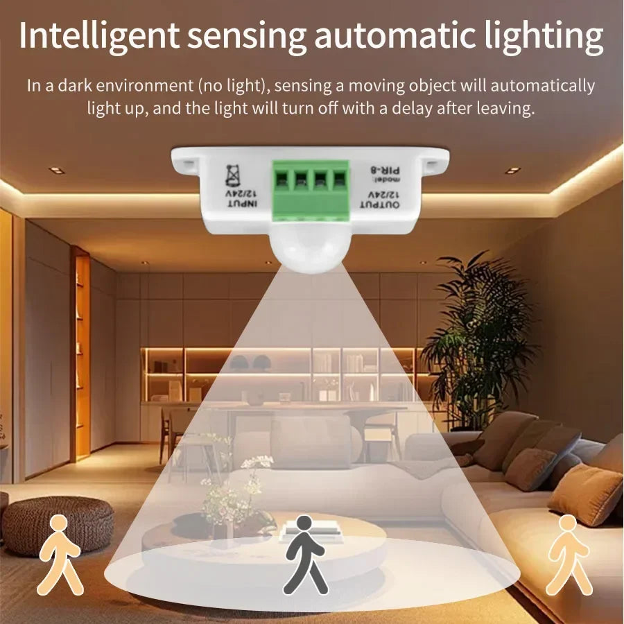 GGBEE DC 12V-24V PIR Motion Sensor Switch &ndash; Automatic Human Detection for Efficient LED Control
