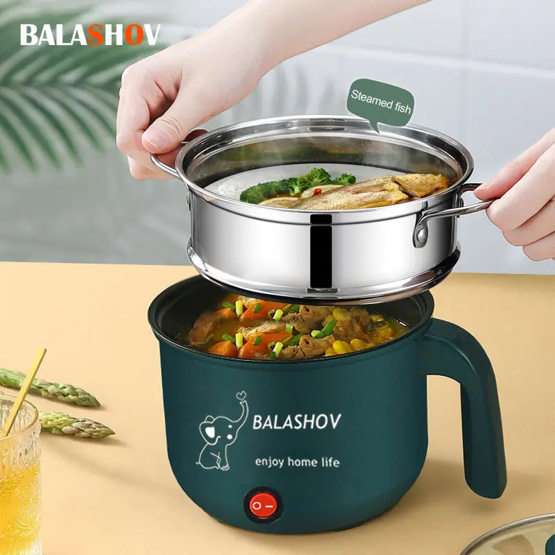 Compact Multifunction Electric Cooker for 1-2 People - Non-stick, 1.8L Capacity, 500W