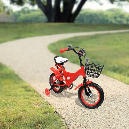 12 Inch Red Kids Bike &ndash; Adjustable Seat, Training Wheels GERMANY