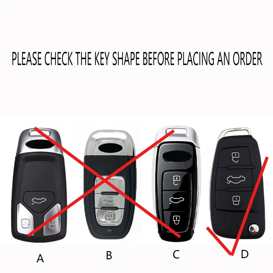 Capa de Chave em Couro TPU Flip para Audi A3, Capa Protetora Exterior Resistente a Impressões Digitais e com Toque Suave